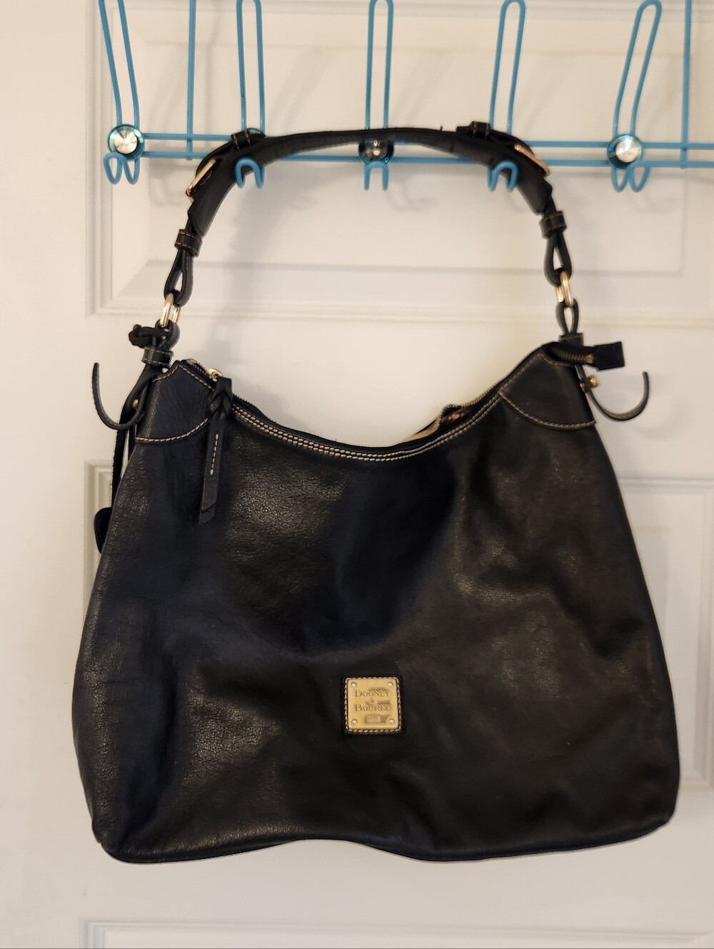 Genuine Dooney & Bourke Black Pebble Leather Hand Bag Satchel READ